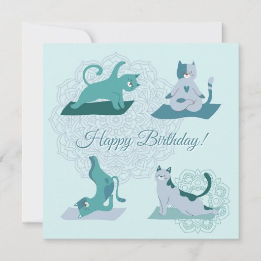 Green Yoga Cats Karte (Vorderseite)