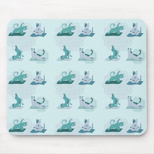 Green Yoga Cats Mousepad (Vorne)