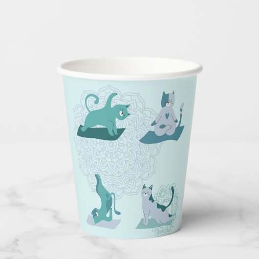 Green Yoga Cats Pappbecher (Rückseite)