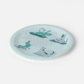 Green Yoga Cats Pappteller (Schrägansicht)