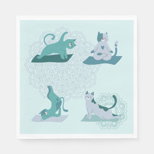 Green Yoga Cats Serviette (Vorderseite)