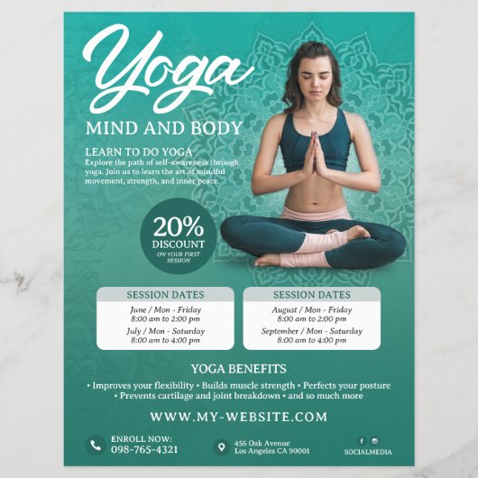 Green Yoga Class Flyer (Vorne)