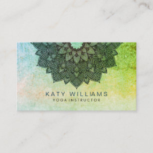 Green Yoga Instructor Lotus Blume Wasserfarbe Visitenkarte