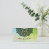 Green Yoga Instructor Lotus Blume Wasserfarbe Visitenkarte (Stehend Vorderseite)