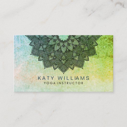 Green Yoga Instructor Lotus Blume Wasserfarbe Visitenkarte (Vorderseite)