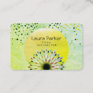 Green Yoga Instructor Lotus Blume Wasserfarbe Visitenkarte