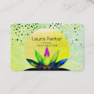 Green Yoga Instructor Lotus Blume Wasserfarbe Visitenkarte