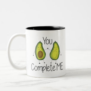 Green you Complete Me Avocado Cartoon Friends Zweifarbige Tasse