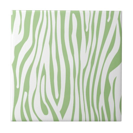 Green Zebra Animal Print Muster Fliese (Vorderseite)