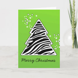 Green Zebra Christmas Tree Feiertagskarte