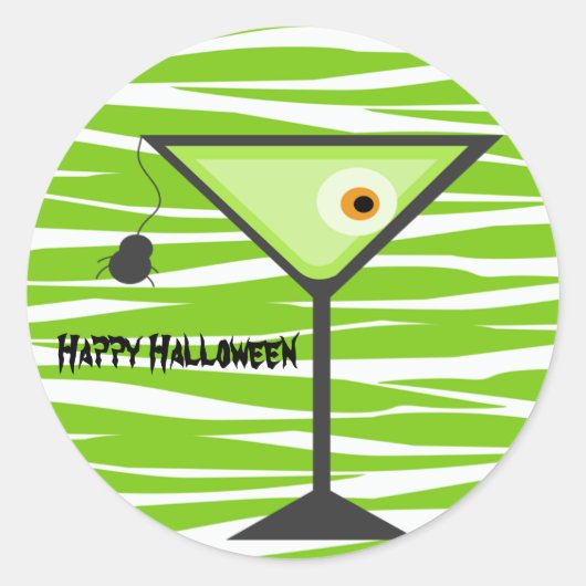 Green Zebra Eyeball Cocktail Halloween Sticker (Vorderseite)