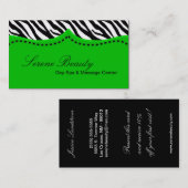Green Zebra Print Animal Muster Business Card Visitenkarte (Vorne/Hinten)