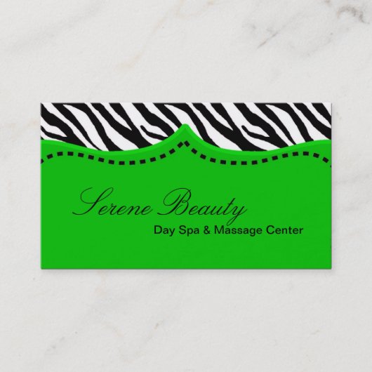 Green Zebra Print Animal Muster Business Card Visitenkarte (Vorderseite)