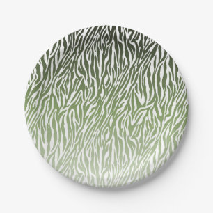 Green Zebra Print Ombre Pappteller