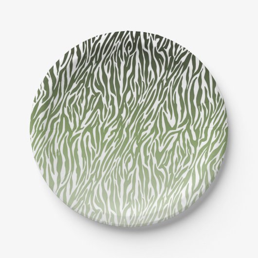 Green Zebra Print Ombre Pappteller (Vorderseite)