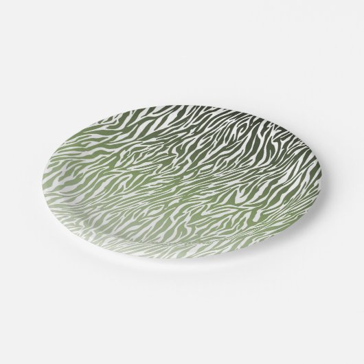 Green Zebra Print Ombre Pappteller (Schrägansicht)