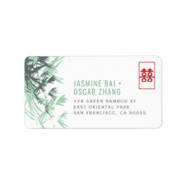 Green Zen Bamboo Verlasse chinesische Hochzeitsadr Adressaufkleber