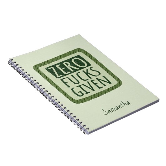 Green Zero F*s erhalten Spiral-Notebook Notizblock (Rechte Seite)