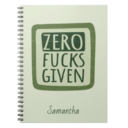 Green Zero F*s erhalten Spiral-Notebook Notizblock (Vorderseite)