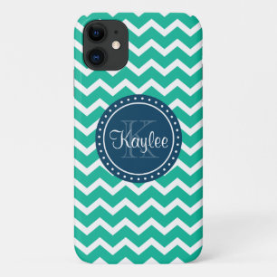Green Zickzack Blue Monogram Case-Mate iPhone Hülle