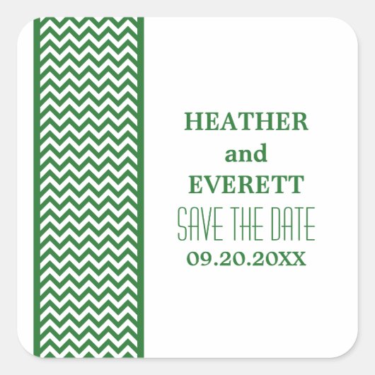 Green Zickzack Border Save the Date Stickers (Vorderseite)