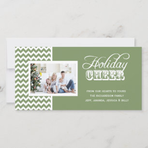 Green Zickzack Holiday Cheer Foto Cards Feiertagskarte