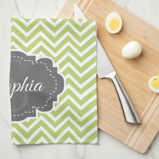 Green Zickzack Kitetücher Geschirrtuch (Viertel Falte)