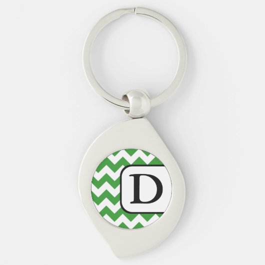 Green Zickzack Monogram Schlüsselanhänger (Vorderseite)