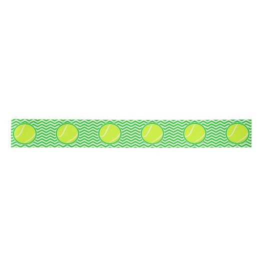 Green Zickzack Pattern Tennis Ball Party Ribbon Satinband (Vorderseite)