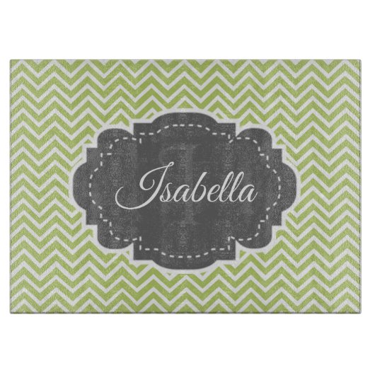 Green Zickzack Personalisiert Cutting Board Schneidebrett (Vorderseite)