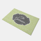 Green Zickzack Personalisiert Doormat Fußmatte (Schrägansicht)