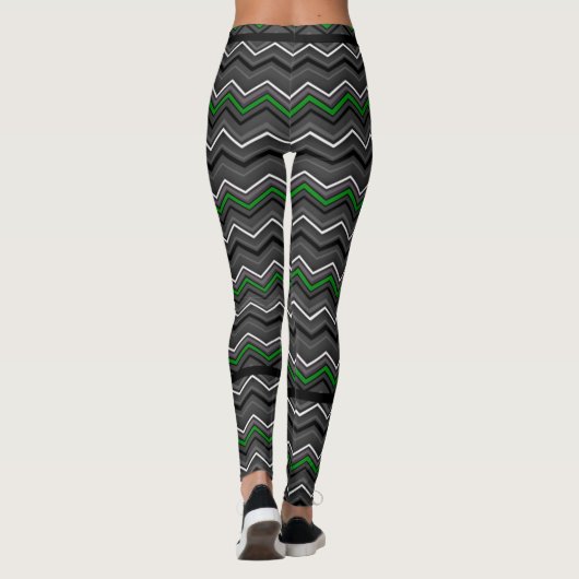 Green Zig Zag mit schwarzem Striping..C Diff Leggings (Rückseite)