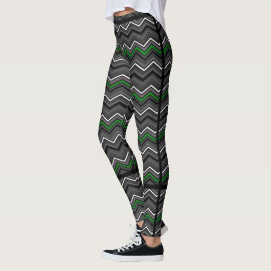 Green Zig Zag mit schwarzem Striping..C Diff Leggings (Links)