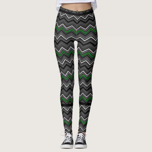 Green Zig Zag mit schwarzem Striping..C Diff Leggings (Vorderseite)