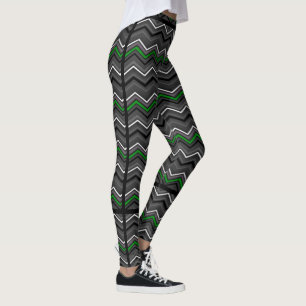 Green Zig Zag mit schwarzem Striping..C Diff Leggings