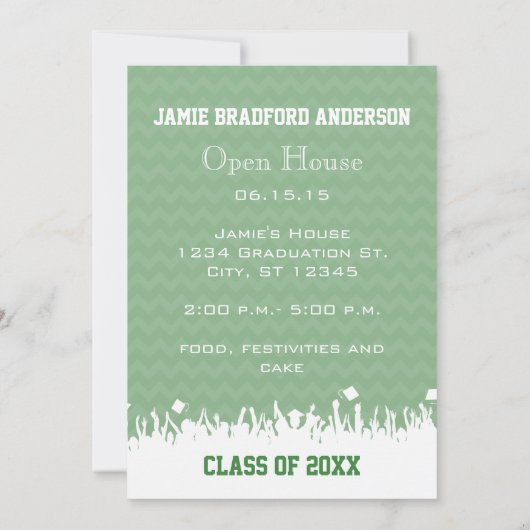 Green Zig Zag Senior 3 Fotos Class Ankündigung (Rückseite)