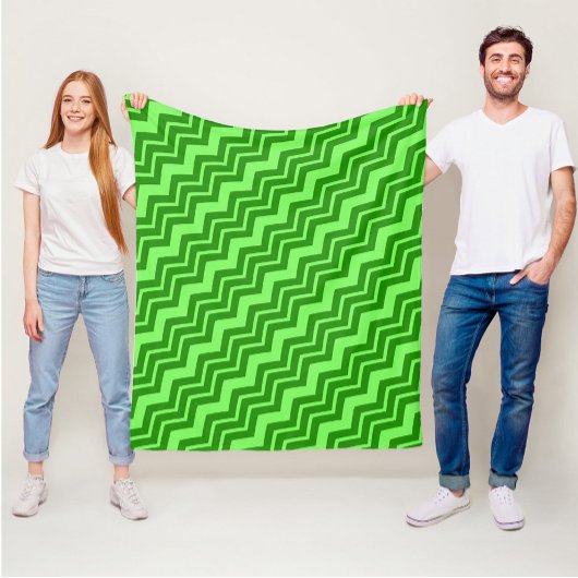 Green Zig Zag Zickzack Muster Fleecedecke