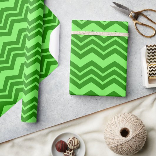 Green Zig Zag Zickzack Muster Geschenkpapier