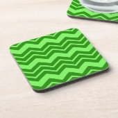 Green Zig Zag Zickzack Muster Getränkeuntersetzer (Linke Seite)
