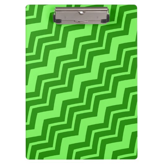 Green Zig Zag Zickzack Muster Klemmbrett (Vorderseite)