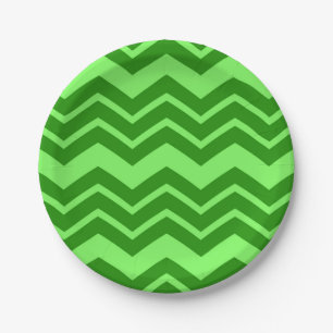 Green Zig Zag Zickzack Muster Pappteller