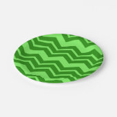 Green Zig Zag Zickzack Muster Pappteller (Schrägansicht)
