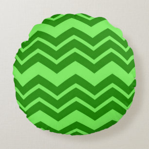 Green Zig Zag Zickzack Muster Rundes Kissen