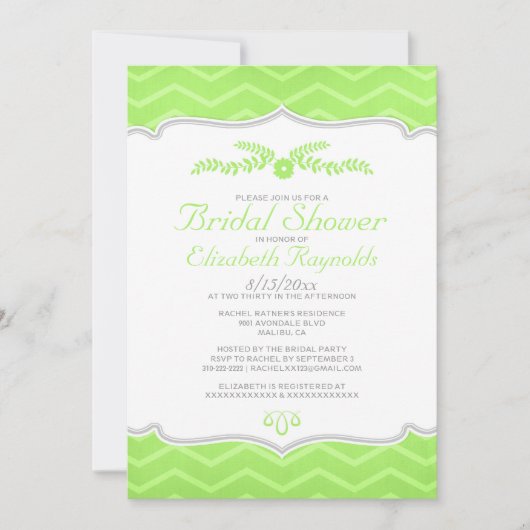 Green Zigzag Bridal Dusche Einladungen (Vorderseite)