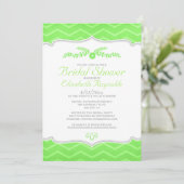 Green Zigzag Bridal Dusche Einladungen (Stehend Vorderseite)