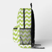 Green Zigzag, grün Zickzack, geometrisches Muster Bedruckter Rucksack (Rechts)