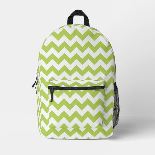 Green Zigzag, grün Zickzack, geometrisches Muster Bedruckter Rucksack (Vorderseite)