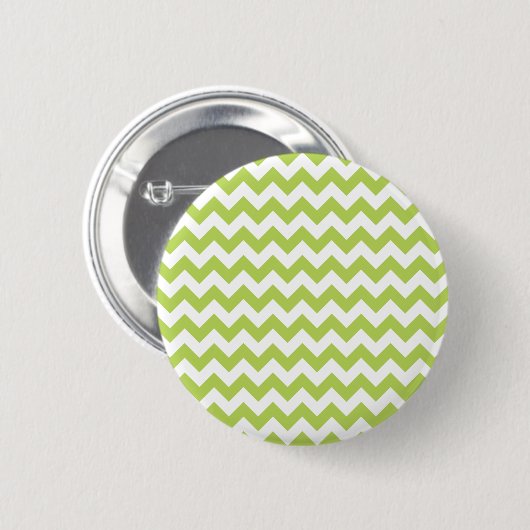 Green Zigzag, grün Zickzack, geometrisches Muster Button (Vorne & Hinten)