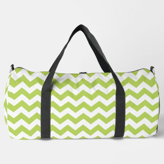 Green Zigzag, grün Zickzack, geometrisches Muster Duffle Bag (Vorderseite)