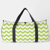 Green Zigzag, grün Zickzack, geometrisches Muster Duffle Bag (Rückseite)